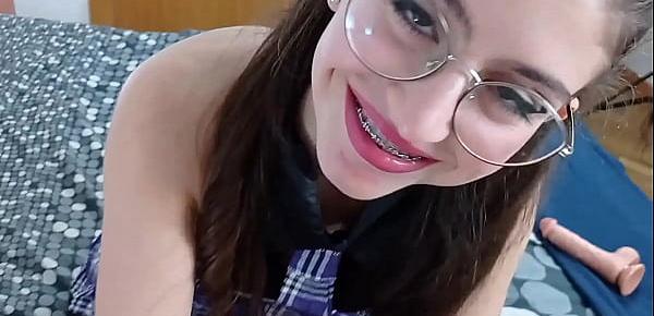  CUM ON BRACES COSPLAY TEEN NERDY GLASSES BLOWJOB FUCK. SHANAXNOW